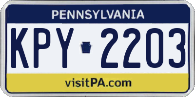PA license plate KPY2203