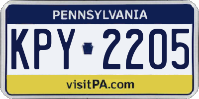 PA license plate KPY2205
