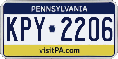 PA license plate KPY2206