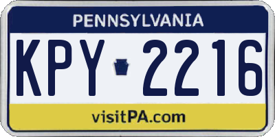 PA license plate KPY2216
