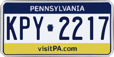 PA license plate KPY2217