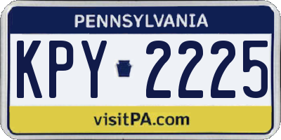PA license plate KPY2225