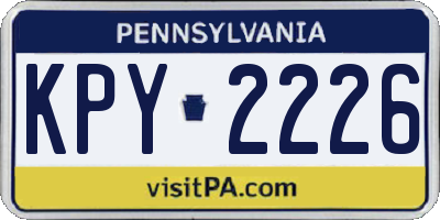 PA license plate KPY2226