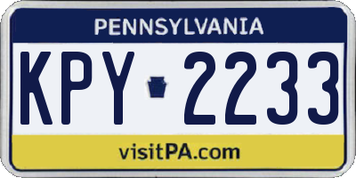 PA license plate KPY2233
