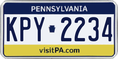PA license plate KPY2234