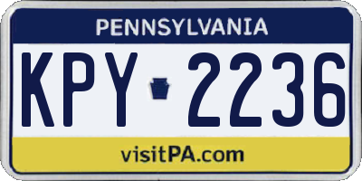 PA license plate KPY2236