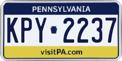 PA license plate KPY2237