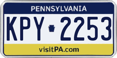 PA license plate KPY2253