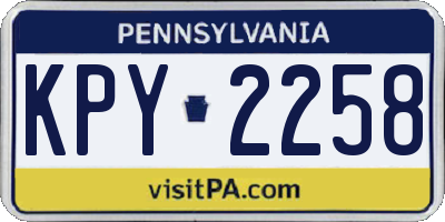 PA license plate KPY2258
