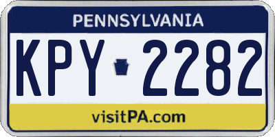 PA license plate KPY2282