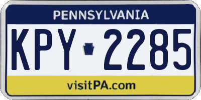 PA license plate KPY2285