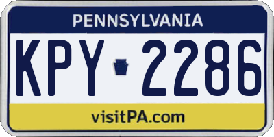 PA license plate KPY2286