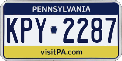PA license plate KPY2287