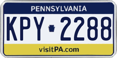 PA license plate KPY2288