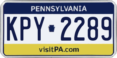 PA license plate KPY2289