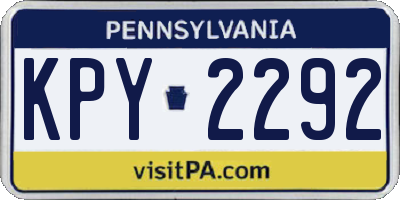 PA license plate KPY2292