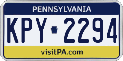 PA license plate KPY2294