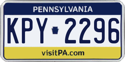 PA license plate KPY2296