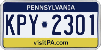 PA license plate KPY2301