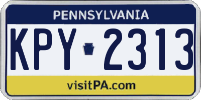 PA license plate KPY2313