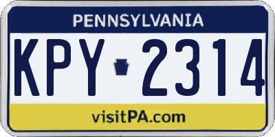 PA license plate KPY2314