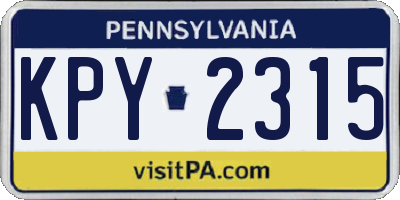 PA license plate KPY2315