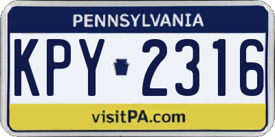 PA license plate KPY2316