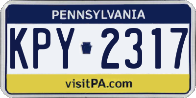 PA license plate KPY2317