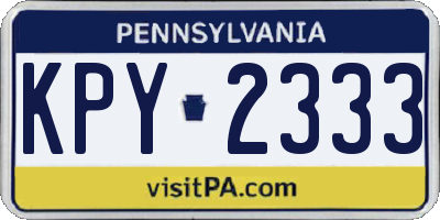 PA license plate KPY2333