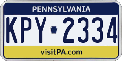 PA license plate KPY2334