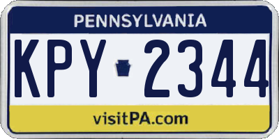 PA license plate KPY2344