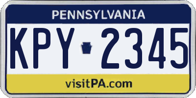 PA license plate KPY2345