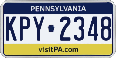 PA license plate KPY2348