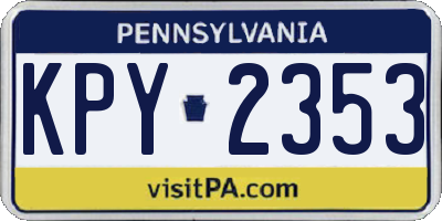 PA license plate KPY2353