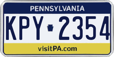 PA license plate KPY2354