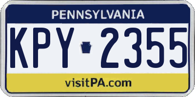 PA license plate KPY2355