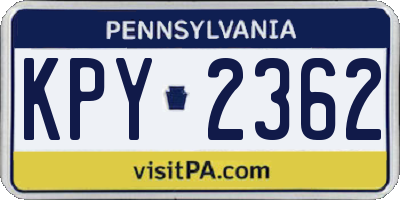 PA license plate KPY2362