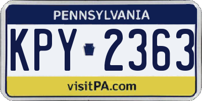 PA license plate KPY2363