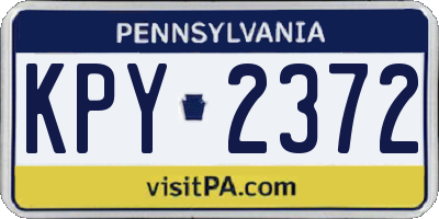 PA license plate KPY2372