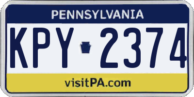 PA license plate KPY2374