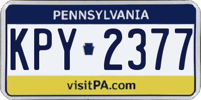 PA license plate KPY2377