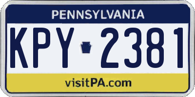 PA license plate KPY2381
