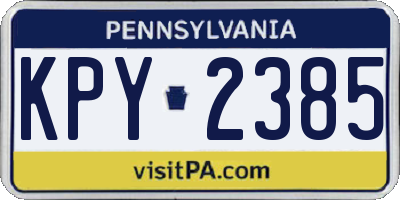 PA license plate KPY2385