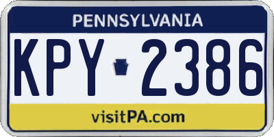 PA license plate KPY2386