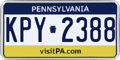PA license plate KPY2388