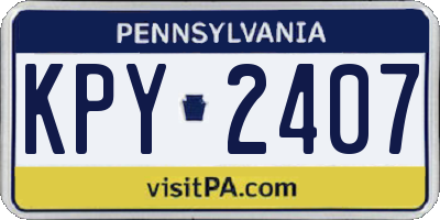 PA license plate KPY2407