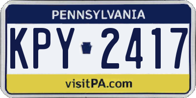 PA license plate KPY2417