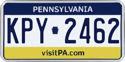 PA license plate KPY2462