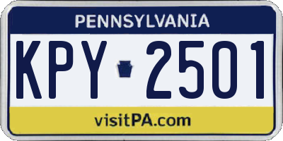 PA license plate KPY2501