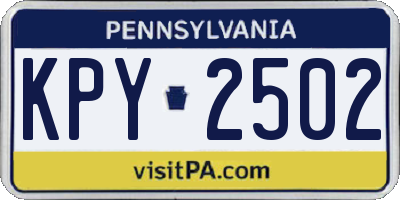 PA license plate KPY2502